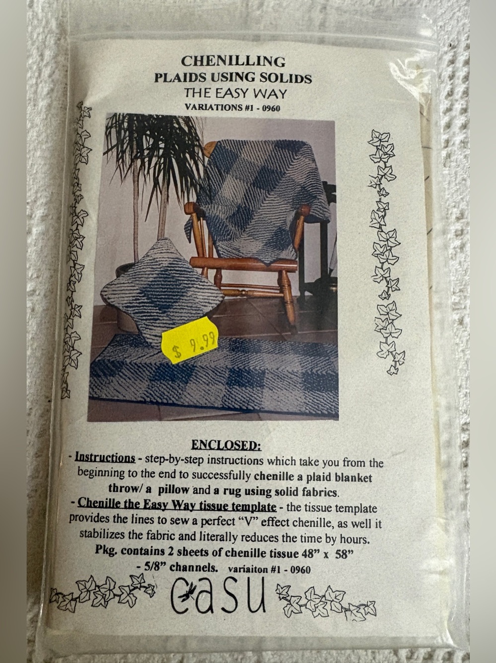 Casu Pattern 1-960 for Blanket Throw - Chenilling Plaids Using Solids